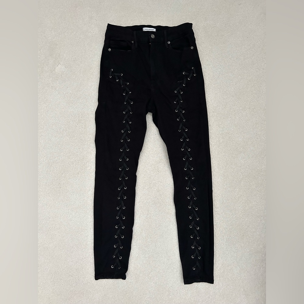 Good American Black Lace Up Jeans 10/30
